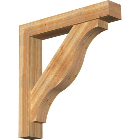 Ekena Millwork Funston Block Rough Sawn Bracket w/ Offset Brace, Western Red Cedar, 8"W x 48"D x 48"H BKT0806X48X48FST05RWR